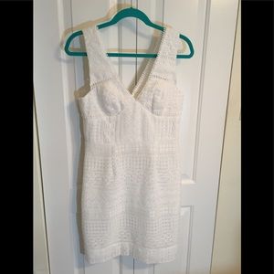 Trina Turk White Fitted Sleeveless Dress